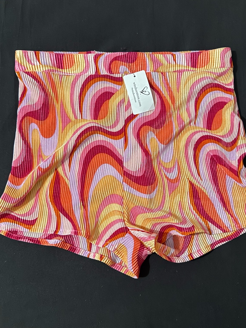 Windsor Swirl-Pattern Bike Shorts in Pink, Orange & Yellow